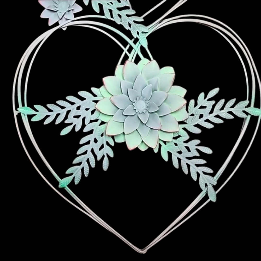 Hobby Lobby Pastel Green & Blue Succulents 3 Heart Wall Decor New with Tags